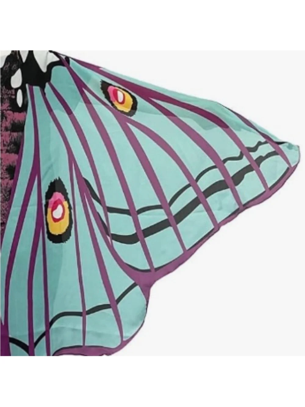 Lavender Aqua Blue Luna Moth Summer Festival Costume Fairy Butterfly Wings Scarf